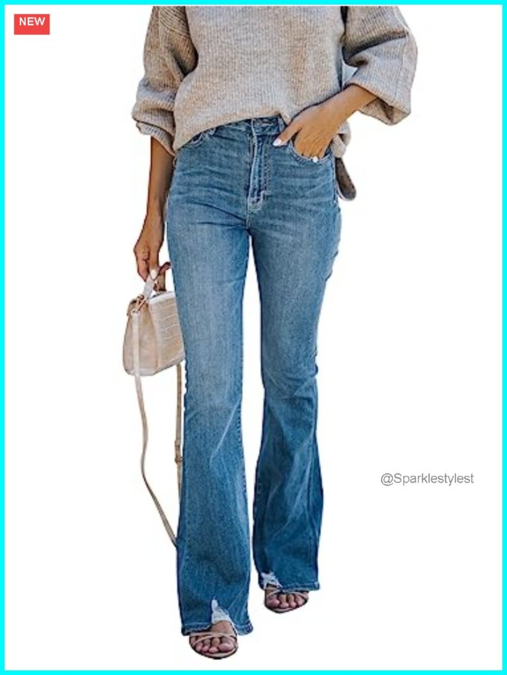 High Waisted Flare Bell Bottom Jeans Wide Leg Stretchy Denim Pants
